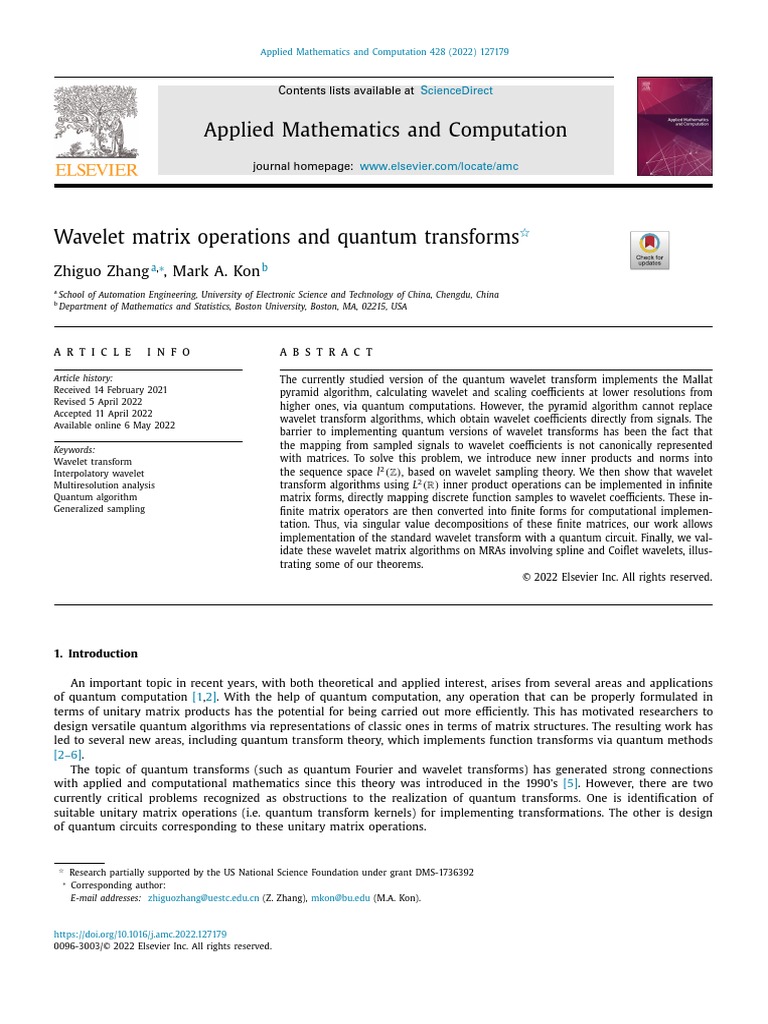 Quantum Wavelet Transform via Matrix Ops | PDF | Computers | Technology ...