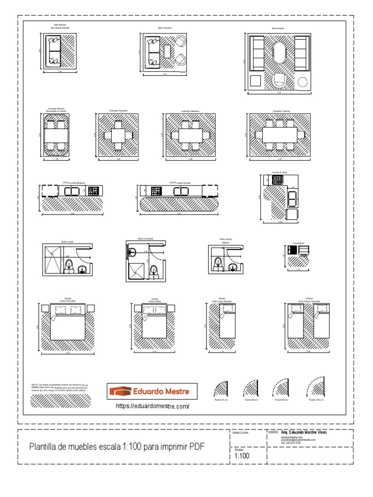 Plantillas De Muebles A Escala De 1 4 Pulgadas Para Imprimir Dibujo