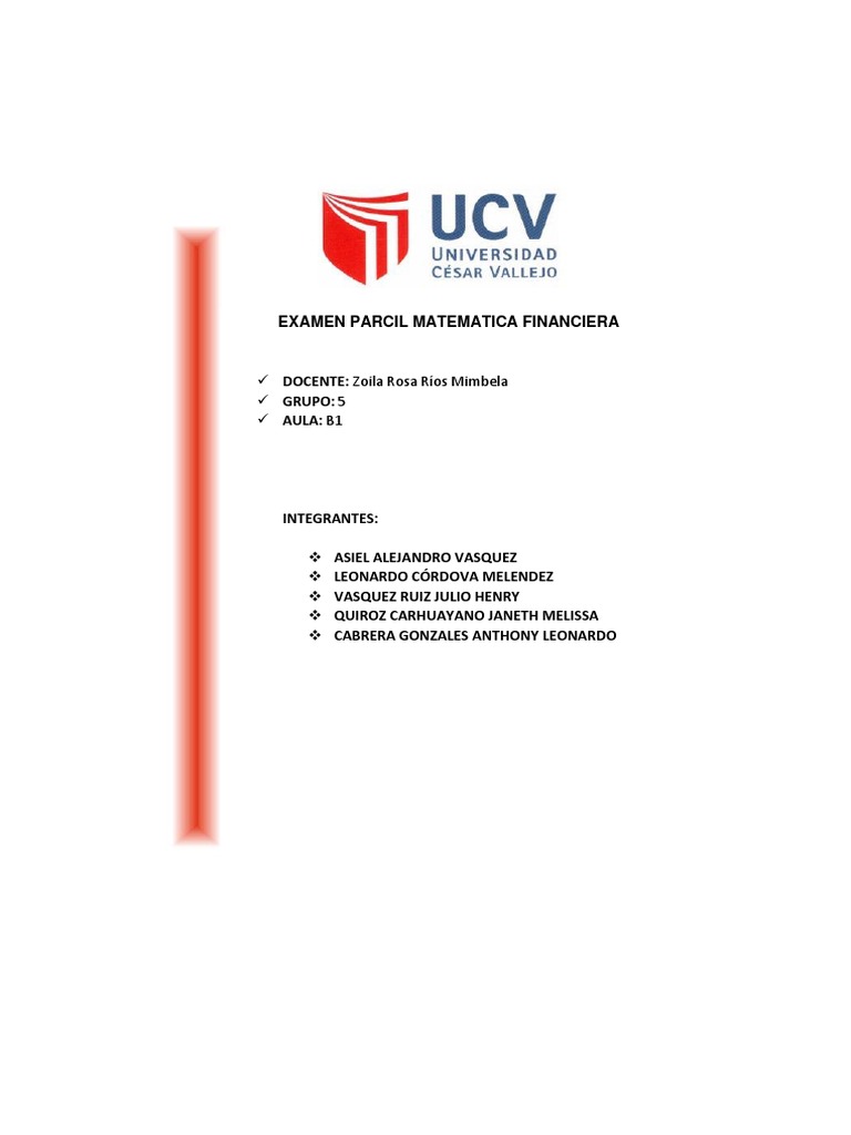 Examen Parcial de Matemática Financiera | PDF | Inversiones | Procesos ...