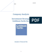 Company Analysis Investment Strategy: Goldman Sachs Inc.: Analyst: Clement Sin