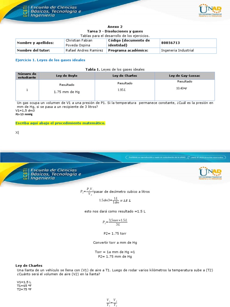 Ejercicios de Gases y Soluciones Químicas | PDF | Gases | Presión
