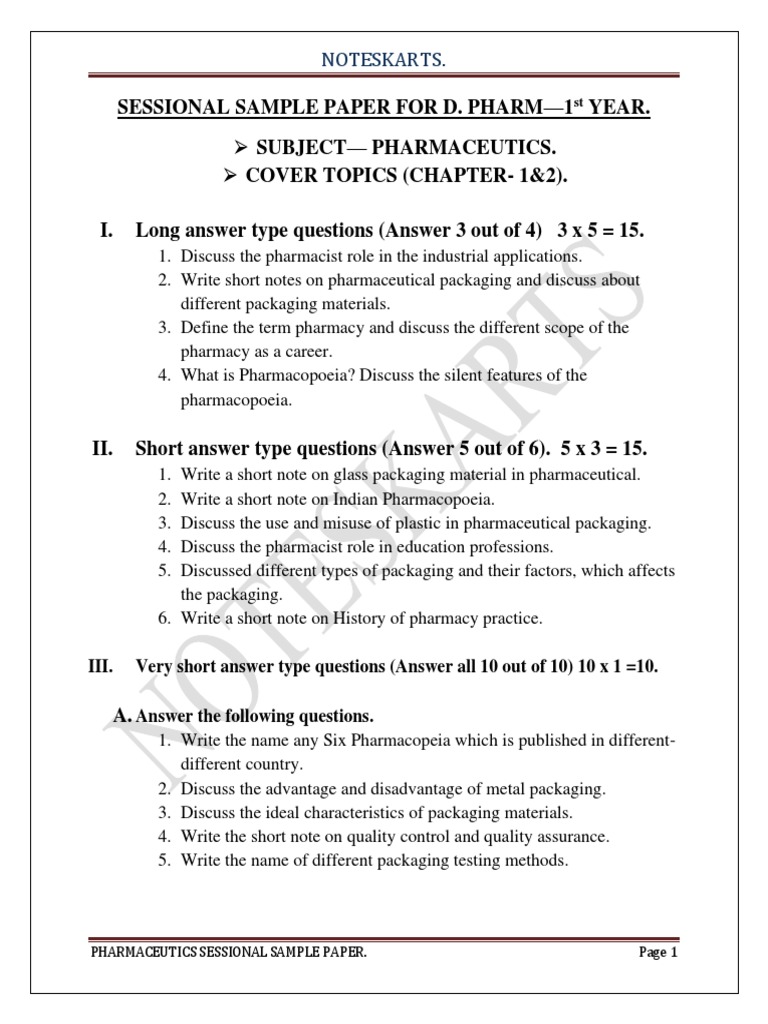 Pharmaceutical Analysis B Pharm 1st Year Syllabus