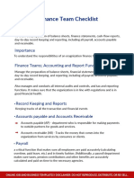 Finance Team Checklist For Business
