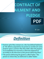 Contract of Bailment and Pledge