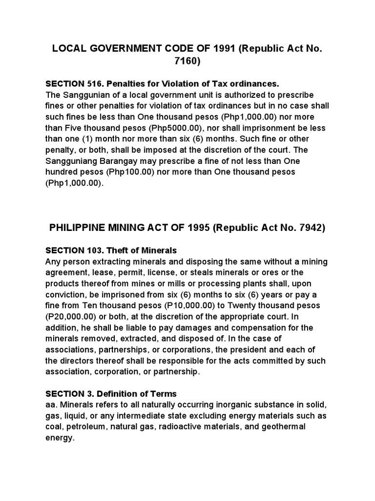 LOCAL GOVERNMENT CODE OF 1991 (Republic Act No PDF