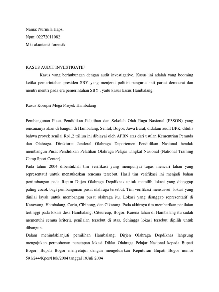 Audit Investigatif Penyelidikan Kasus Korupsi