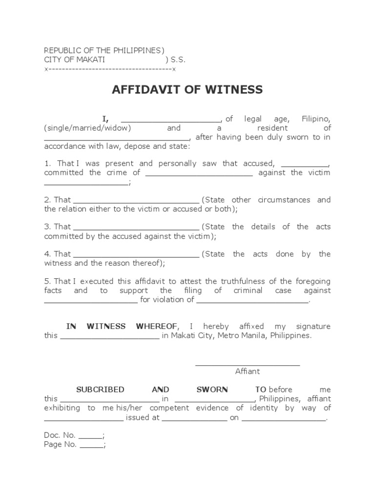 Affidavit of Witness | PDF