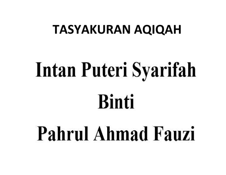 Tasyakuran Aqiqah | PDF