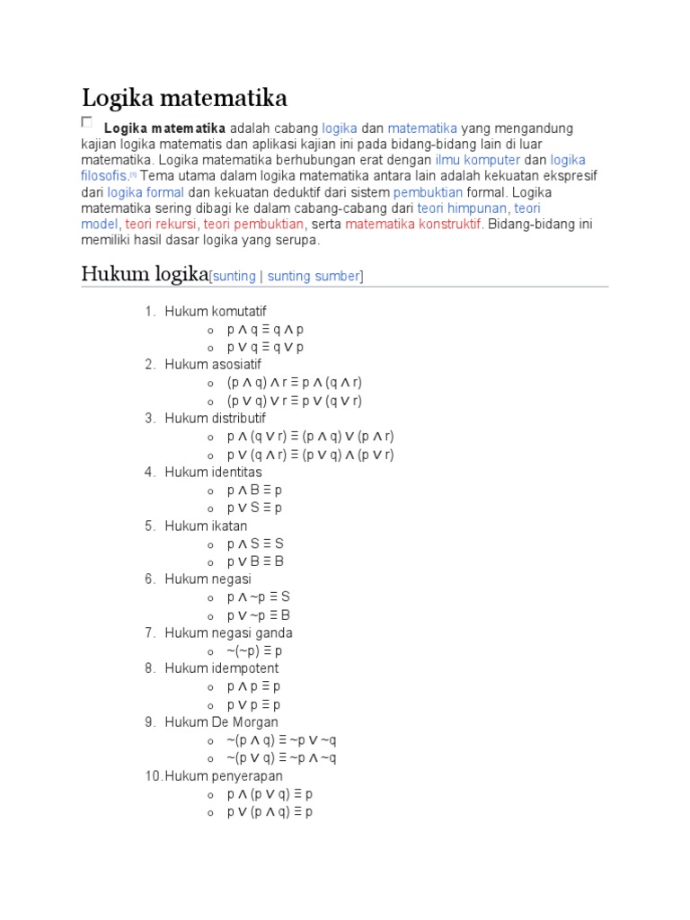 Dasar-Dasar Logika Matematika | PDF
