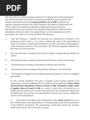 1902 ORDER IN COUNCIL