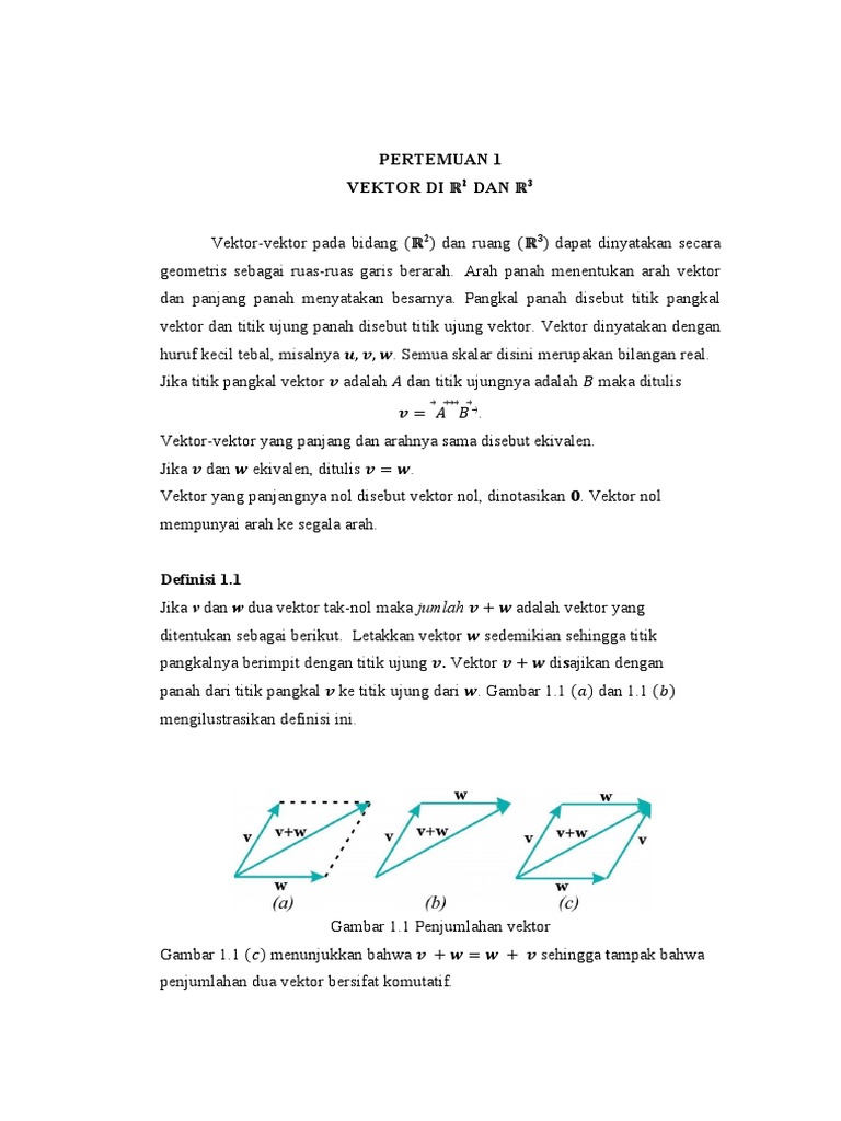 Vektor dalam ℝ2 dan ℝ3: Definisi dan Operasi | PDF | Metode & Bahan Ajar