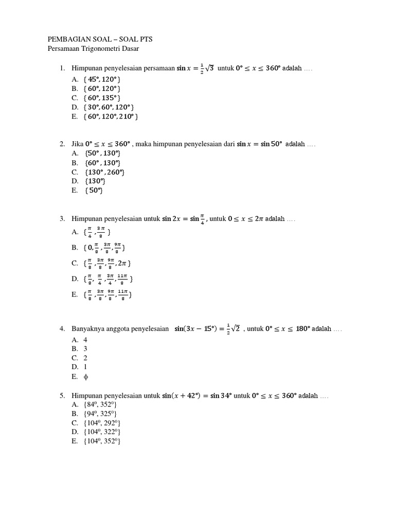 Soal Soal Latihan | PDF
