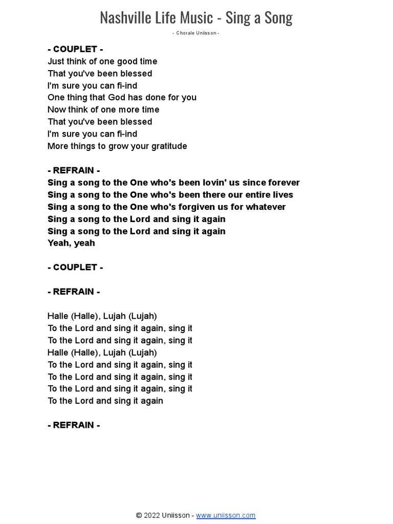 Sing a song pdf poetry