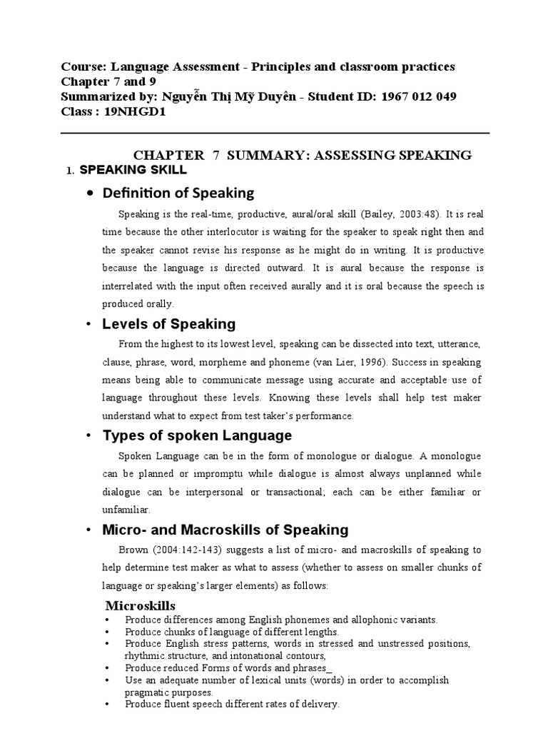 Assessing Speaking Skills in Language Education | PDF | Rubric ...