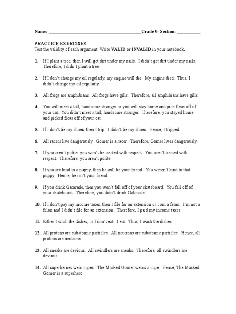 Validity Of An Argument Pdf