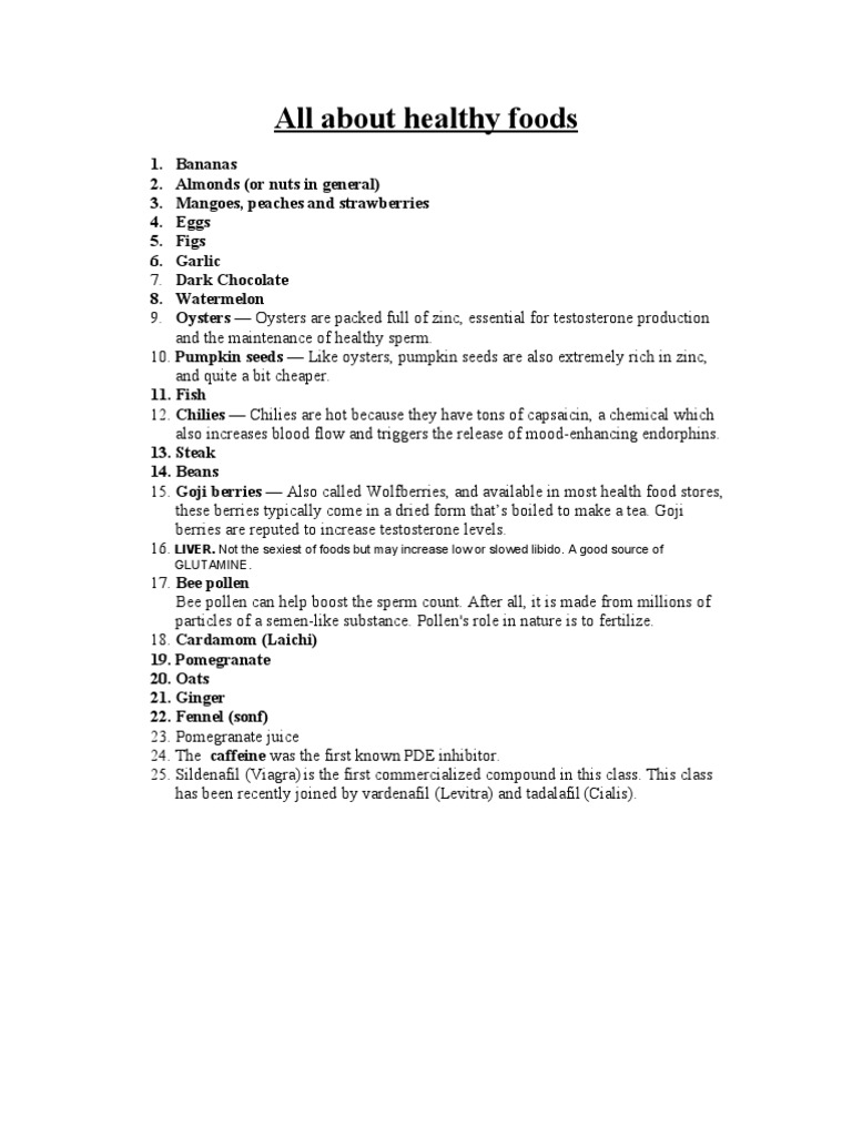 Top Foods for Men's Health and Libido | PDF | Erectile Dysfunction | Drugs