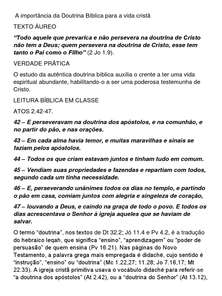 Importância da Doutrina Bíblica | PDF | Bíblia | Jesus