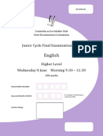 Junior Certificate English 2022 Higher Level (EV) Exam Paper