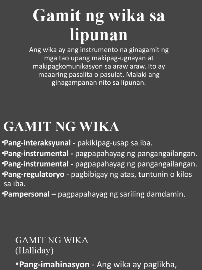 Gamit NG Wika Sa Lipunan | PDF