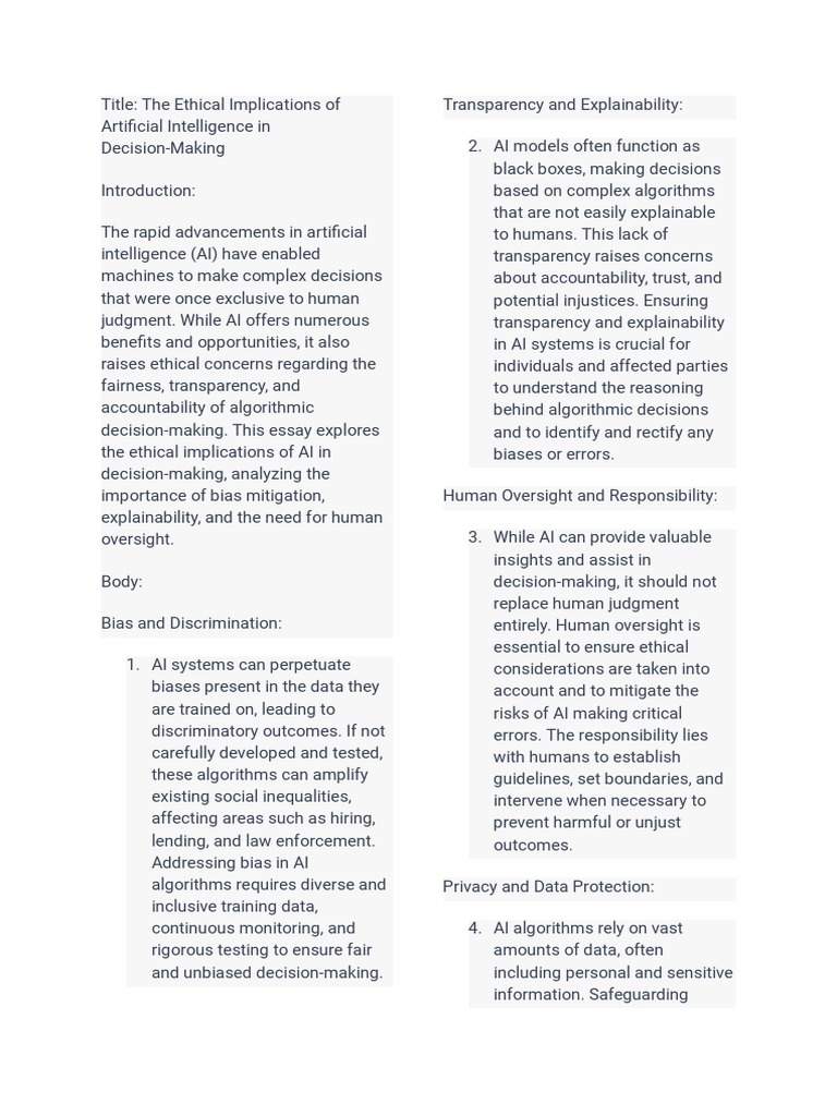 The Ethical Implications of Artificial Intelligence in Decision-Making ...