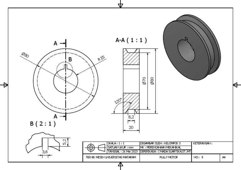 Desain Pulley Motor Listrik Teknik Mesin | PDF