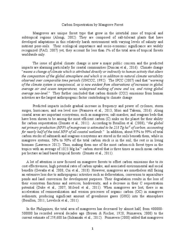 01 Carbon Sequestration by Mangrove Forest | PDF | Climate Change ...