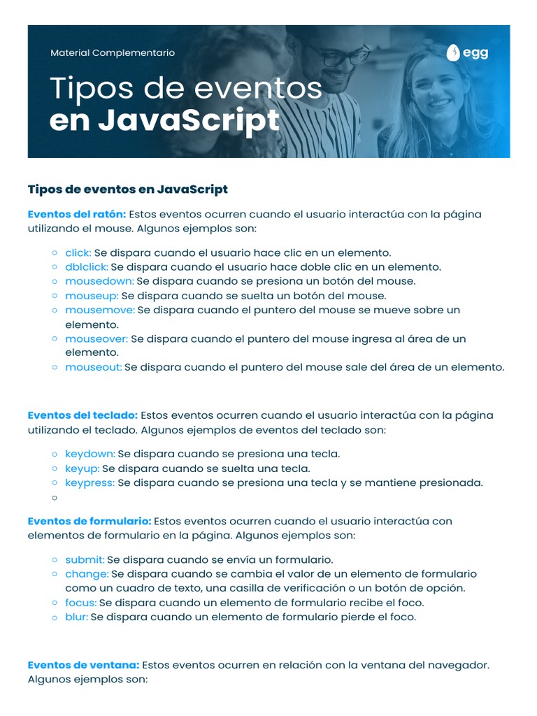 Tipos de Eventos en JavaScript 2 | PDF