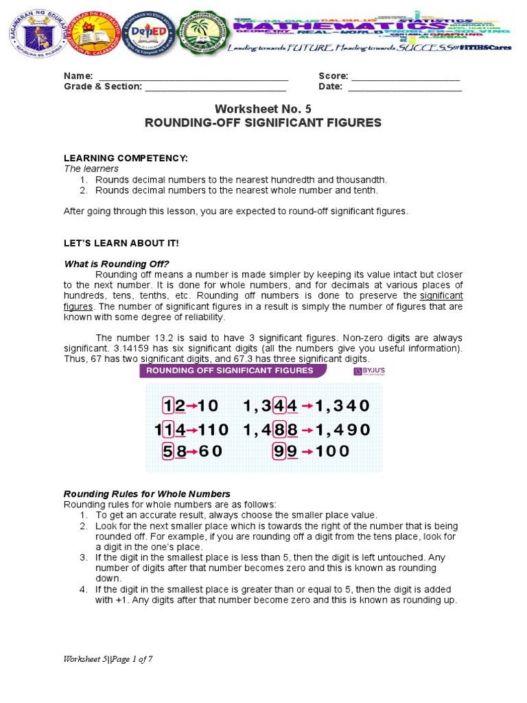 Week4 Worksheet Rounding Off Numbers | Download Free PDF | Rounding ...