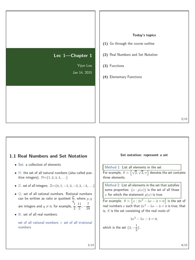 AMA1110 Note1 PDF Set (Mathematics) Rational Number