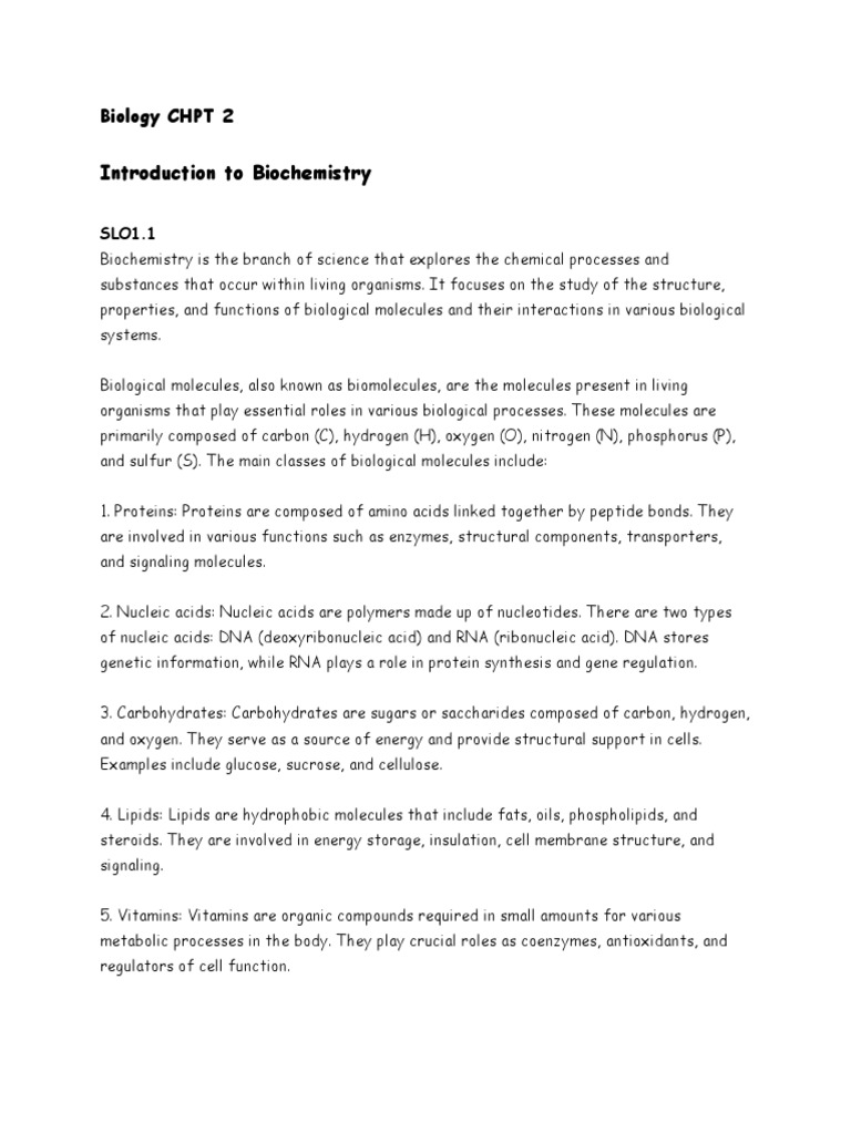 Introduction To Biochemistry AKUEB Notes (SLO Vise) PDF Nucleotides