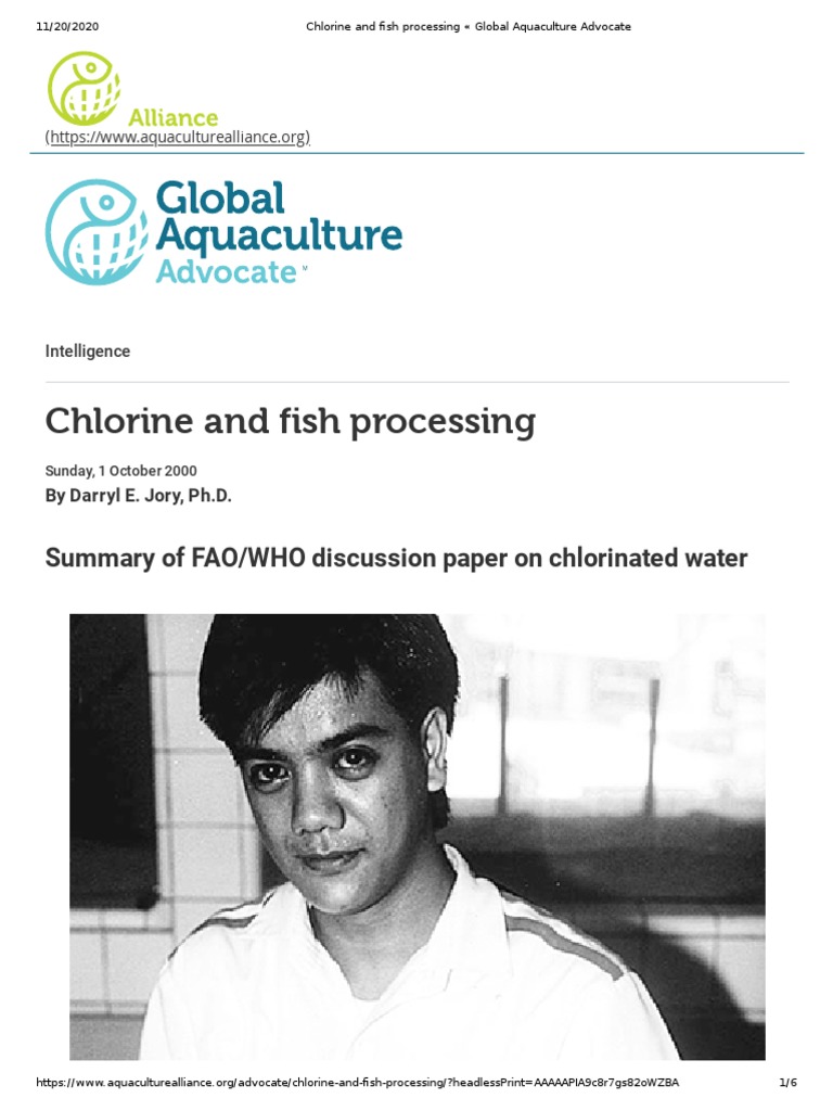 Chlorine and Fish Processing PDF Water Food And Agriculture