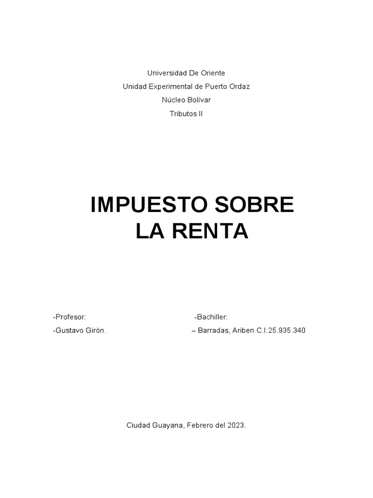 Impuesto Sobre La Renta | PDF | Impuestos | Impuesto sobre la renta