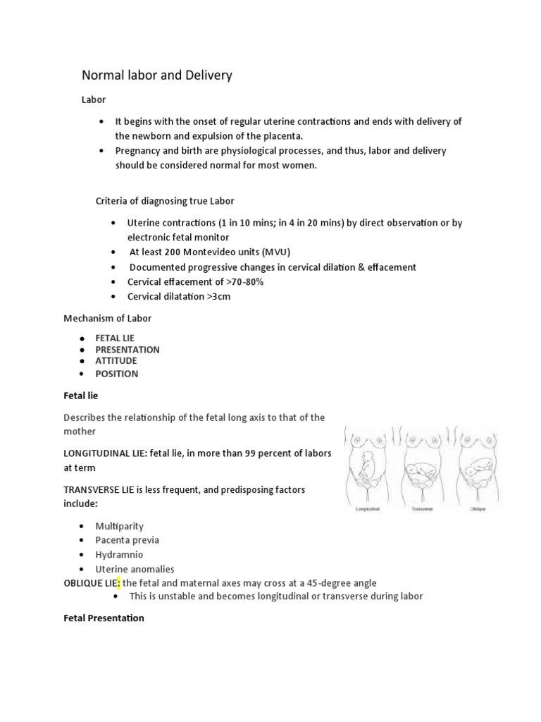 Normal labor and delivery pdf childbirth pelvis
