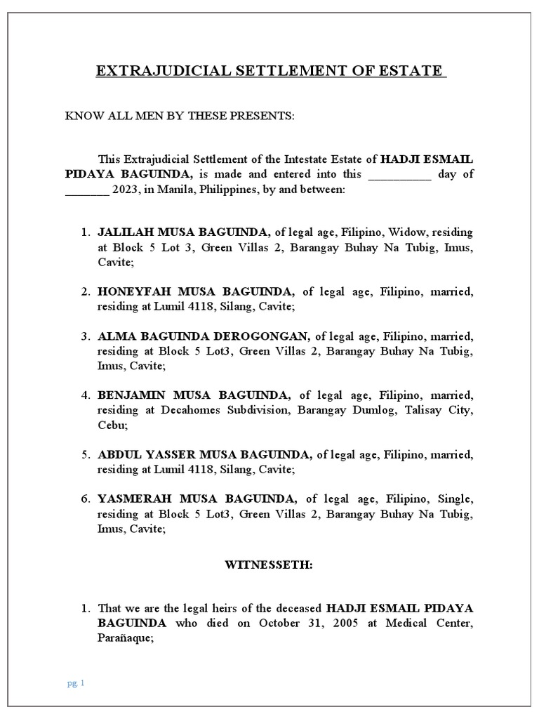 Extrajudicial Settlement of Estate PDF Natural Resources Law