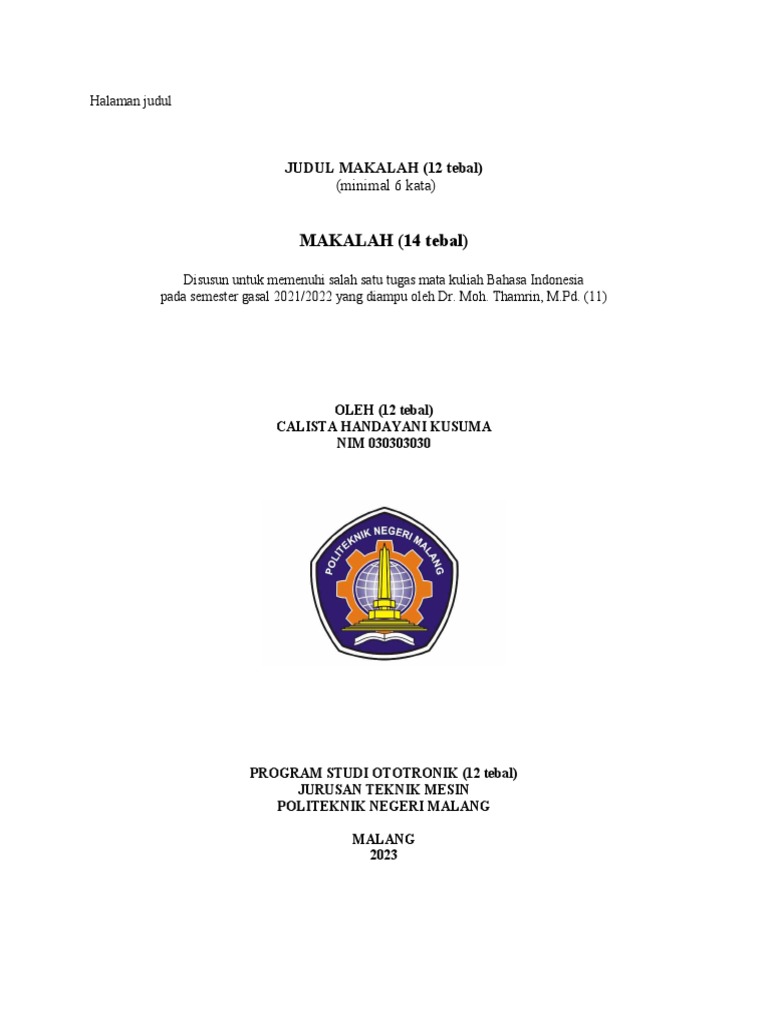 Template Makalah MODEL 1 PDF