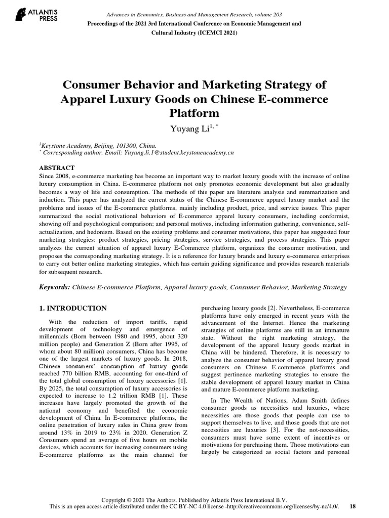 Consumer behavior and marketing strategy of apparel luxury goods on