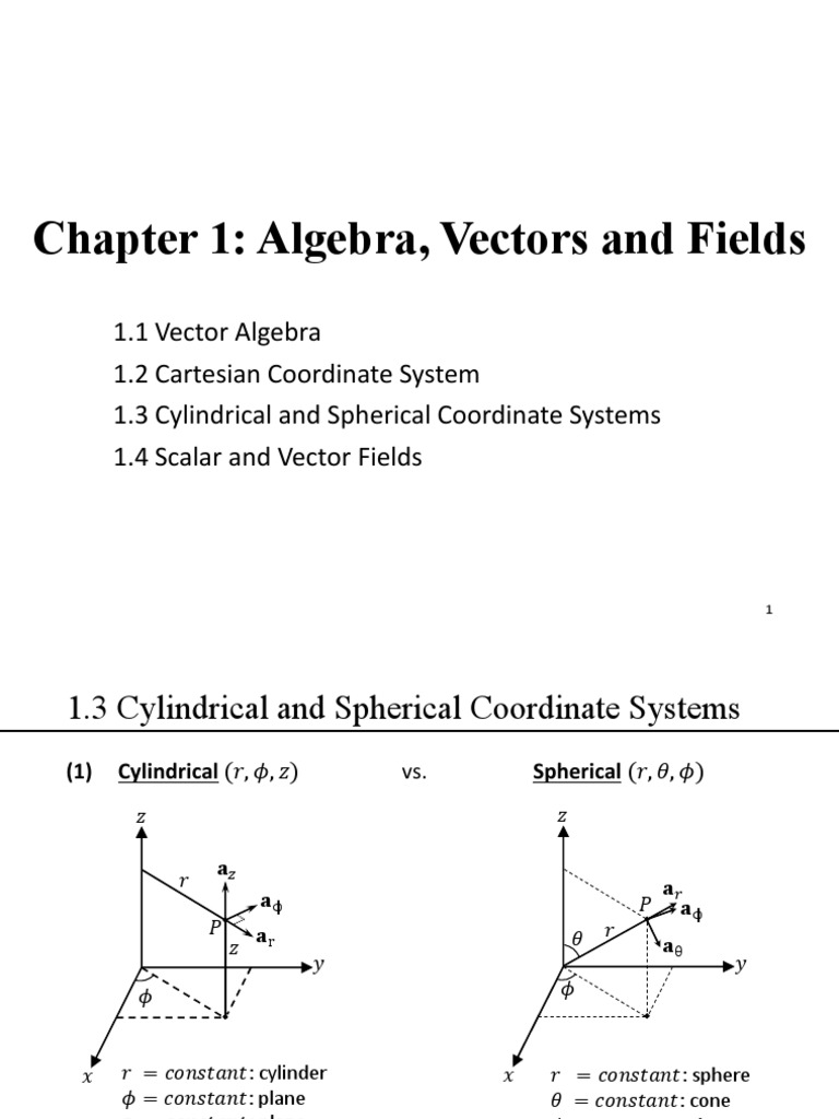 C1-Vectors and Fields-St - 1.3 | PDF | Cartesian Coordinate System | Sphere