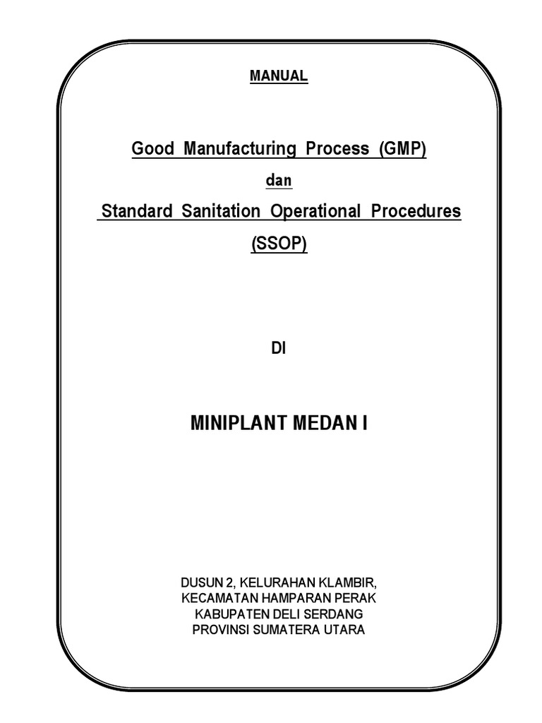 Manual GMP & SSOP Miniplant Medan I | PDF