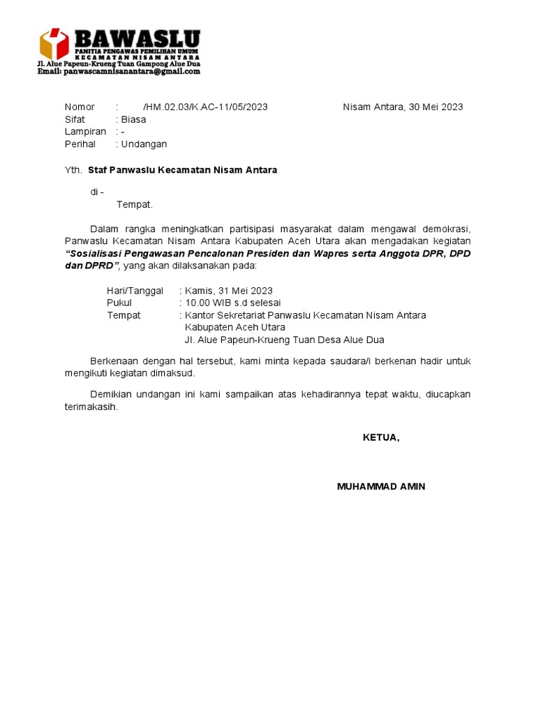 Contoh Undangan Kegiatan | PDF