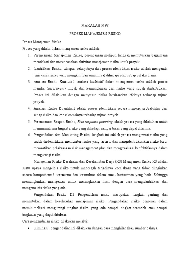 Proses Manajemen Risiko Pdf
