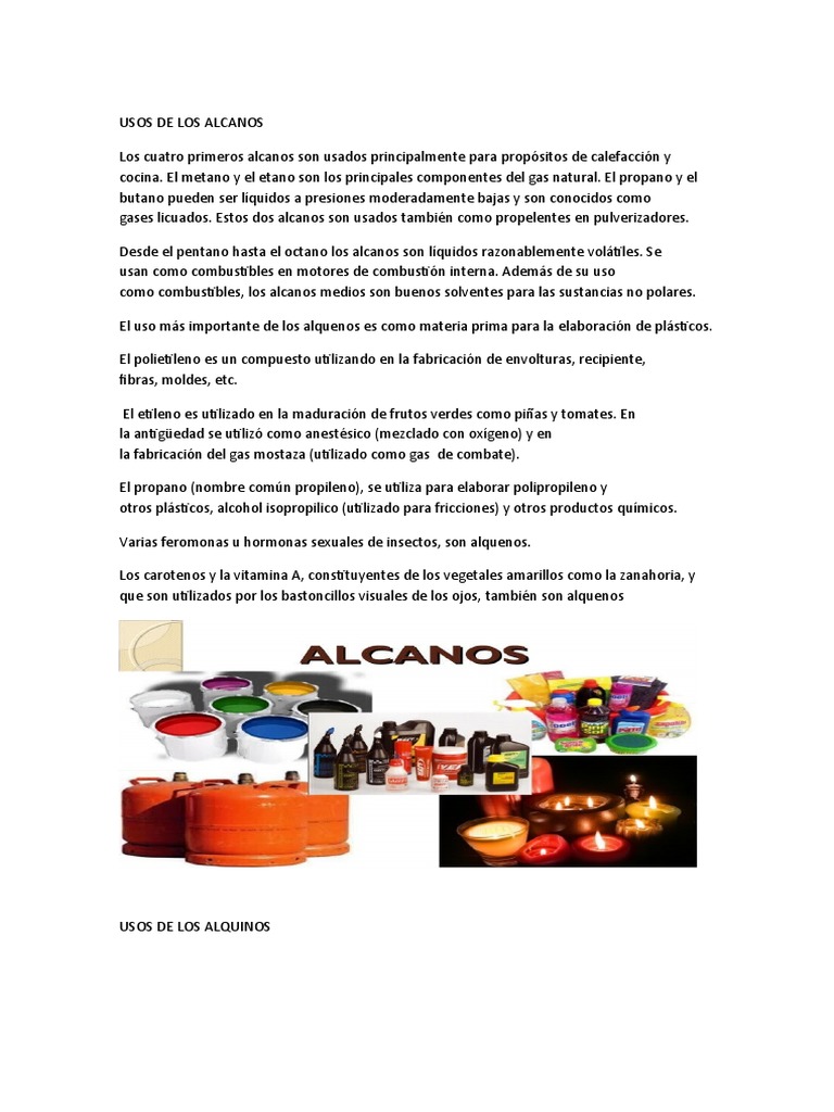 Usos de Los Alcanos PDF Alcano Gas natural