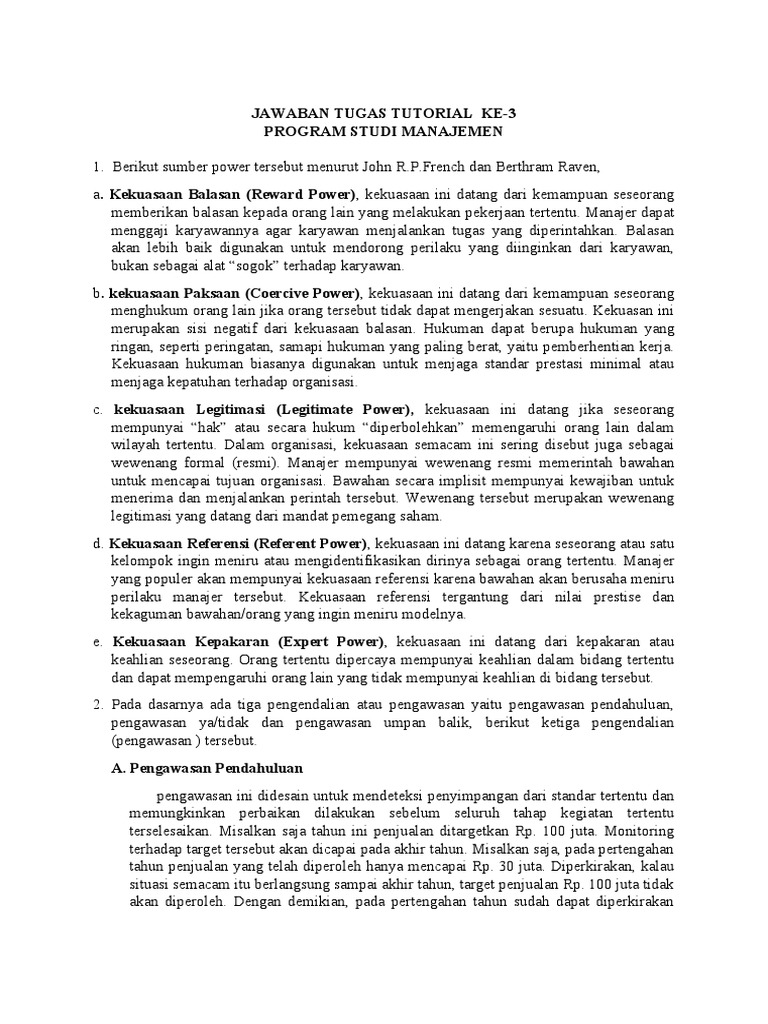 Jawaban Tugas 3 Manajemen | PDF