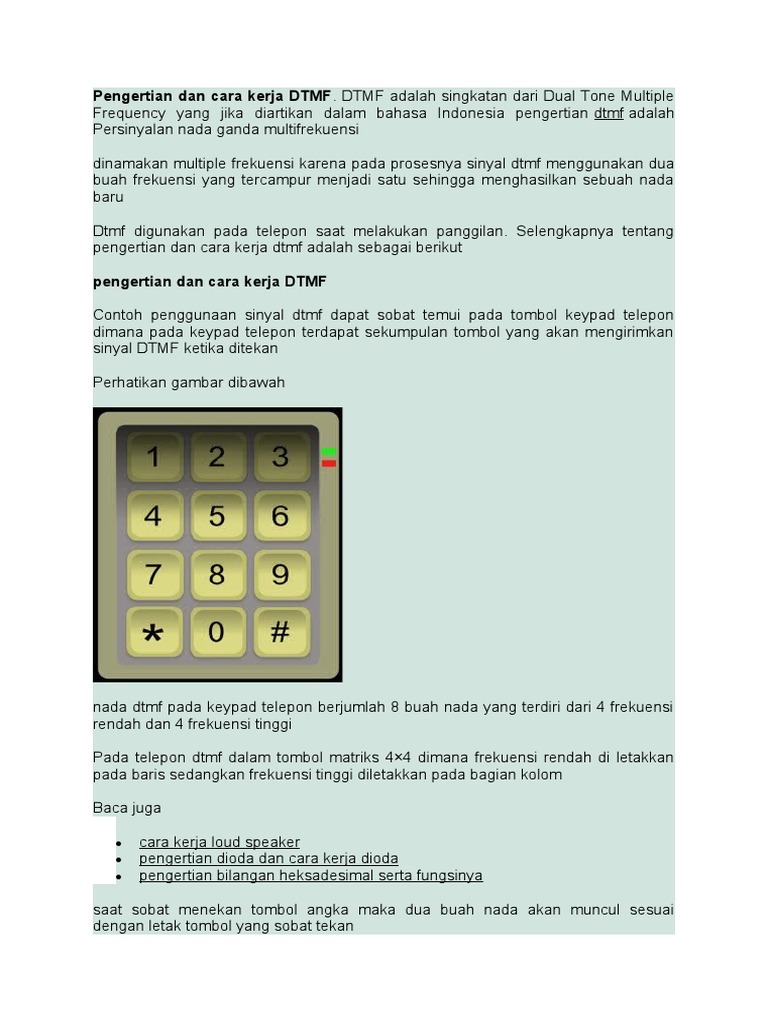 Pengertian dan Cara Kerja DTMF | PDF