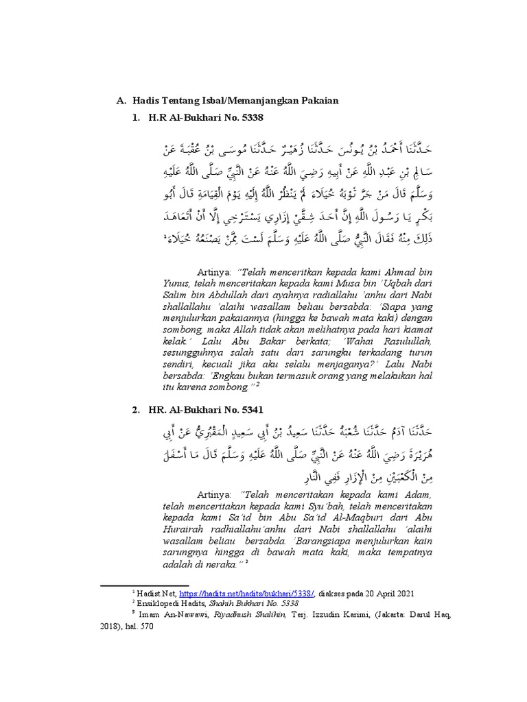 Hadist Tentang Isbal | PDF