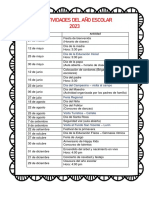 Actividades Del Año Escolar 2023