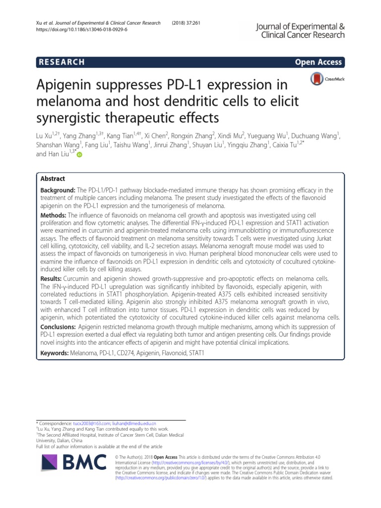 Apigenin Parsley Melanoma PD1 PDL1 PDF Melanoma Immunology