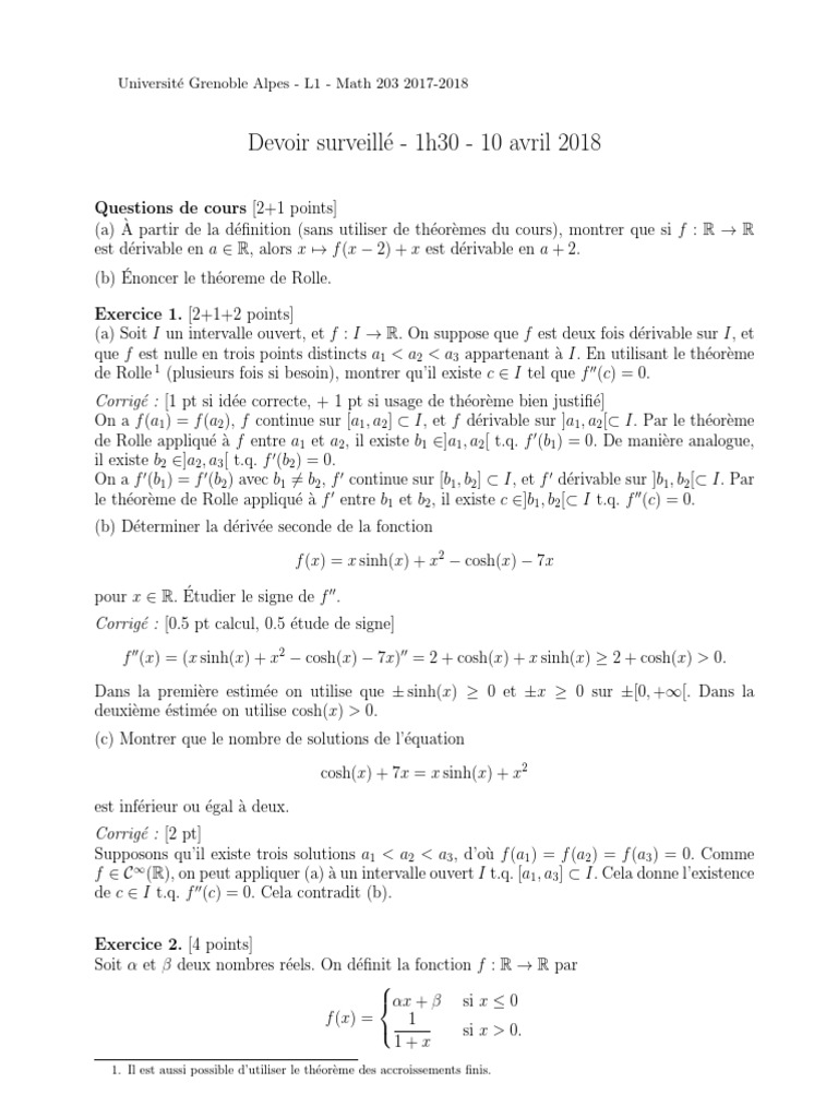 Devoir Math 203 - Université Grenoble Alpes | PDF | Relations ...