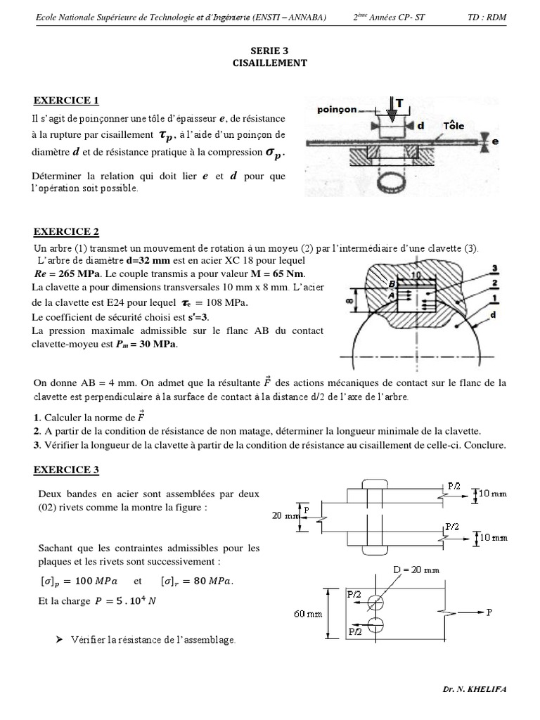 Exercices corrigés sur le cisaillement RDM | PDF | Méthodes et ...