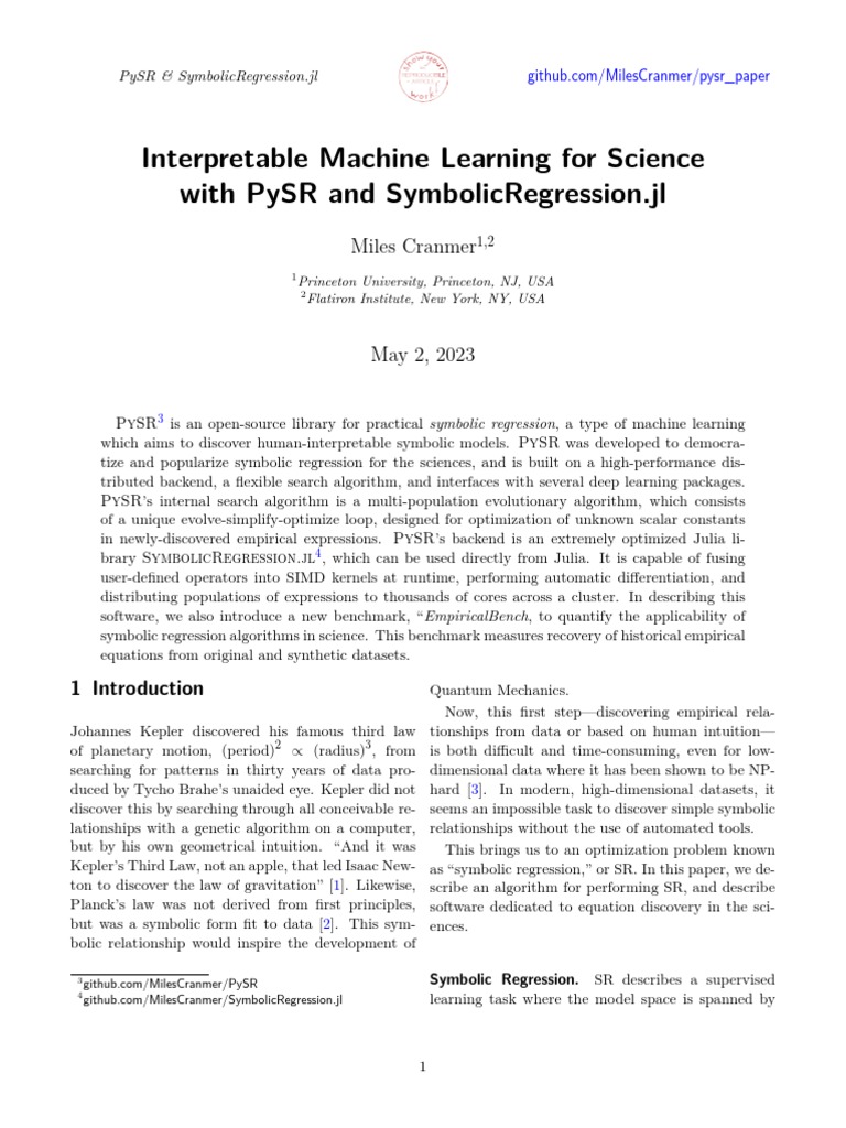 Interpretable Machine Learning For Science With Pysr and ...