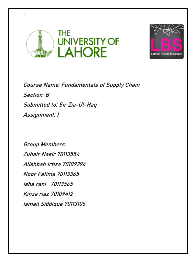 Supply Chain Assignment 1 PDF